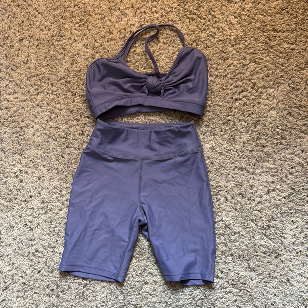 Oh La La Purple Sports Bra and Shorts Set in excellent condition!